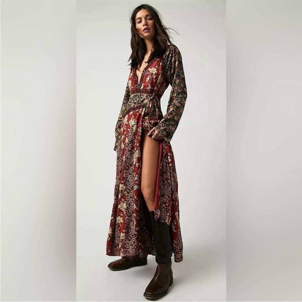 FREE PEOPLE Tilda Wrap Dress neutral combo - Picture 12 of 13